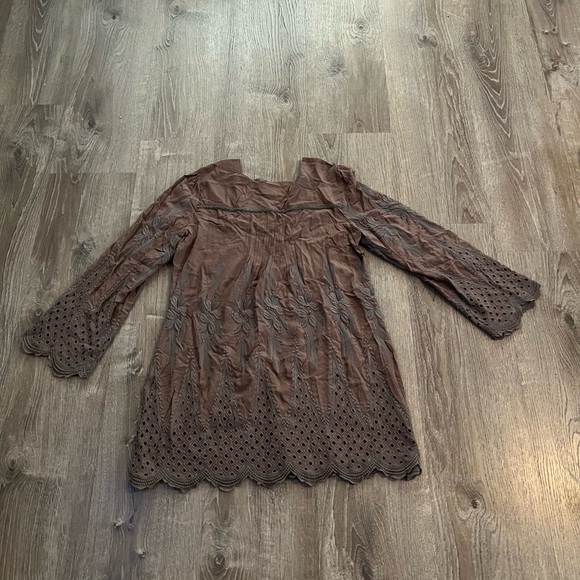 Sundance Brown Embroidered Tunic top - Picture 3 of 9